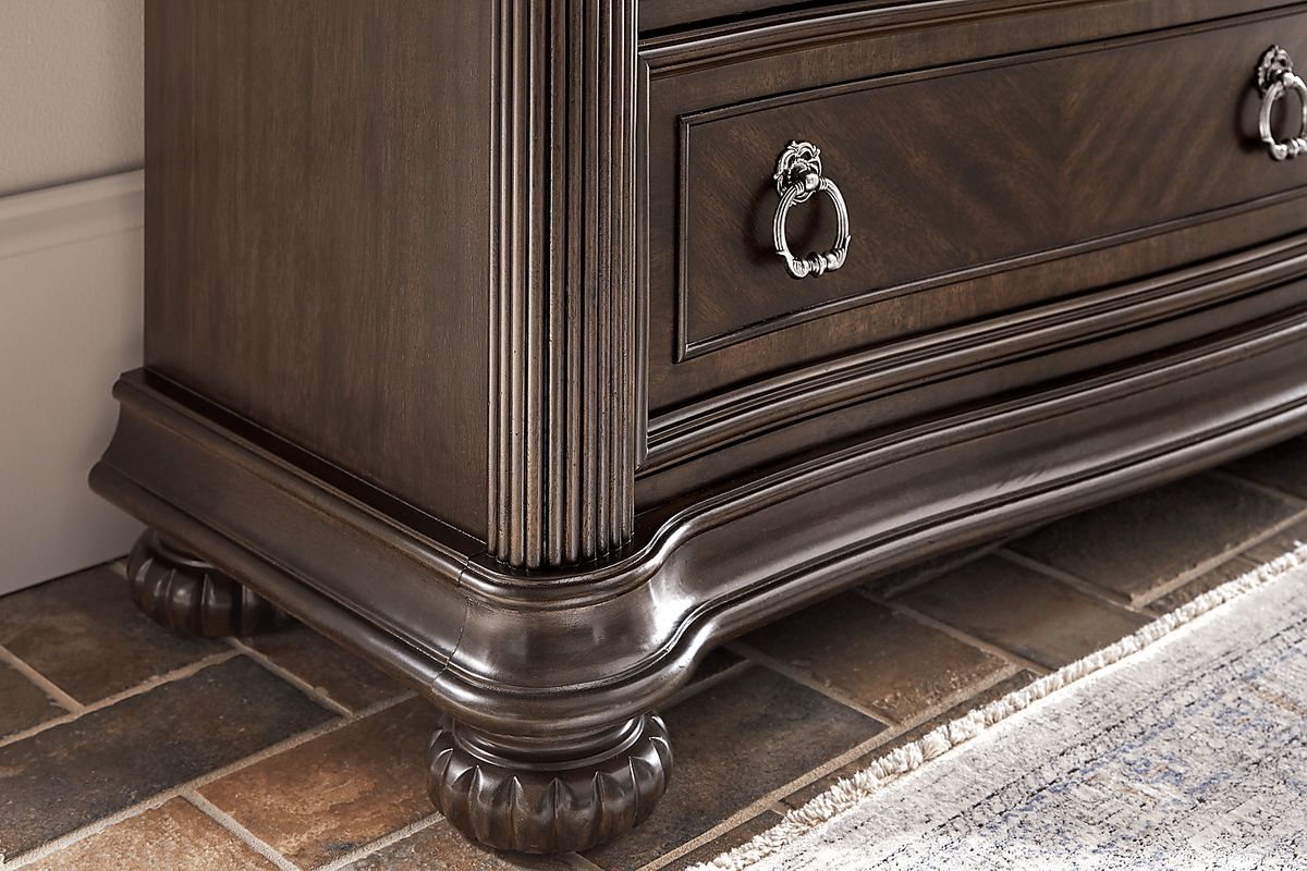 Gallagher Avenue 5 Pc Brown Dark Wood Queen Bedroom Set With 3 Pc Queen ...