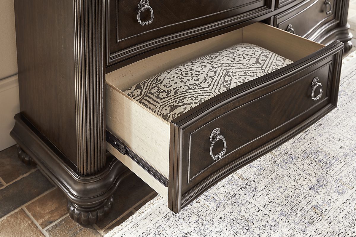 Gallagher Avenue 5 Pc Brown Dark Wood Queen Bedroom Set With Dresser ...