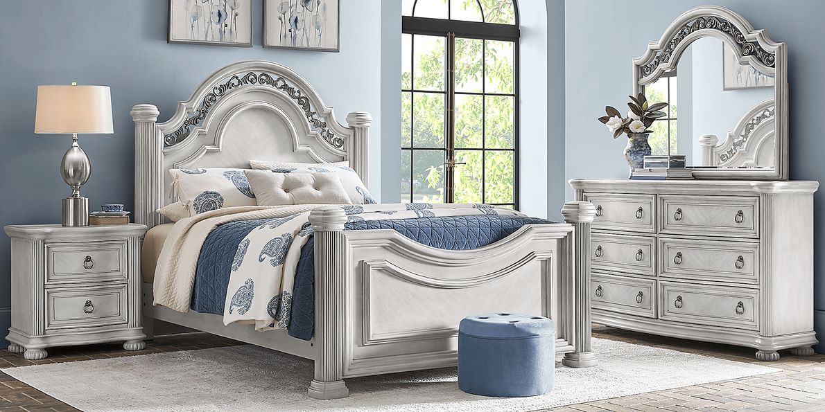 Gallagher Avenue 5 Pc White Colors,White King Bedroom Set With Mirror