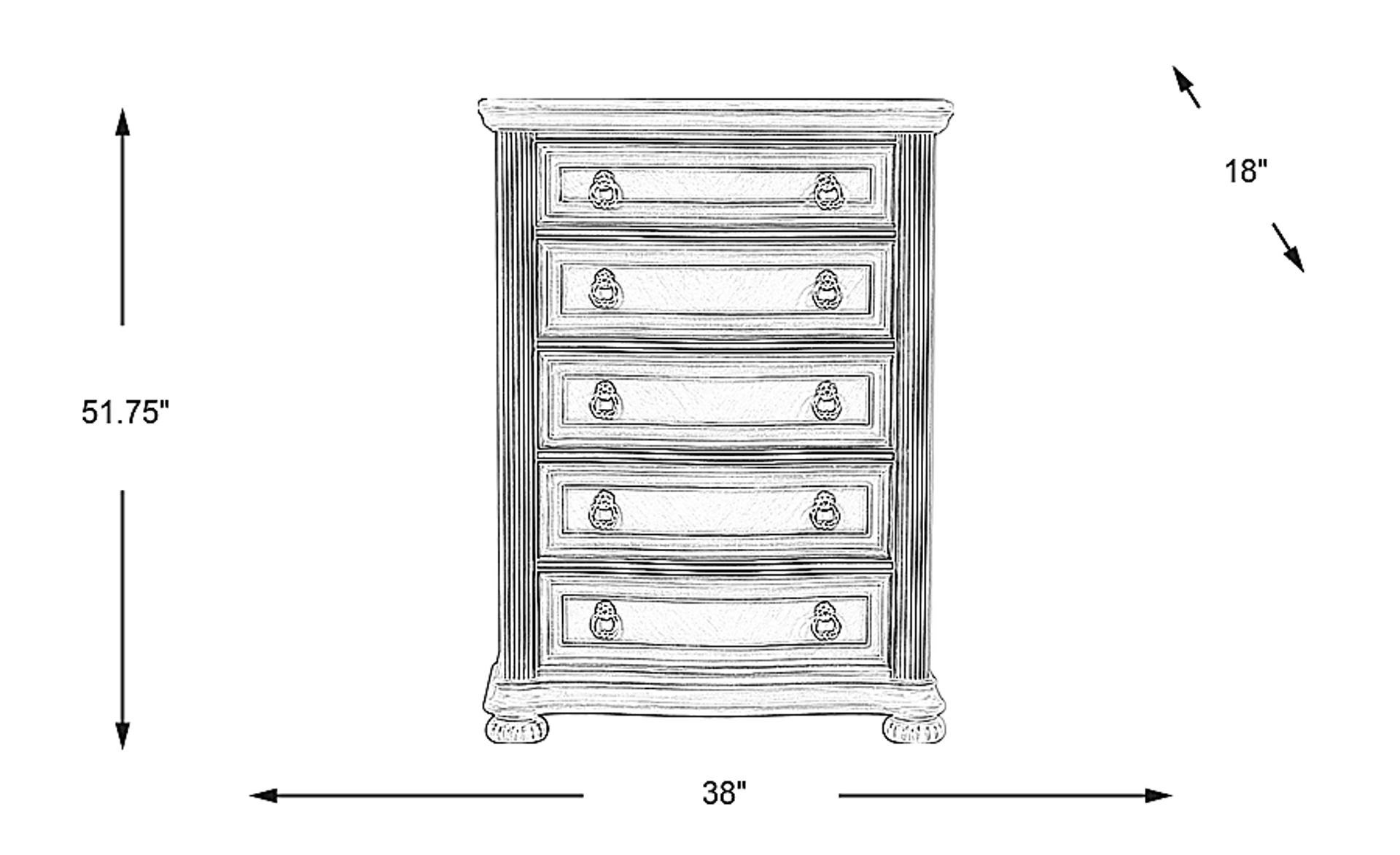 Dimension Image. Please refer to the Dimension Tab on this page for dimension details.
