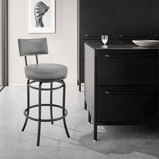 Gallaher Gray Swivel Counter Stool - Thumbnail - Image 2