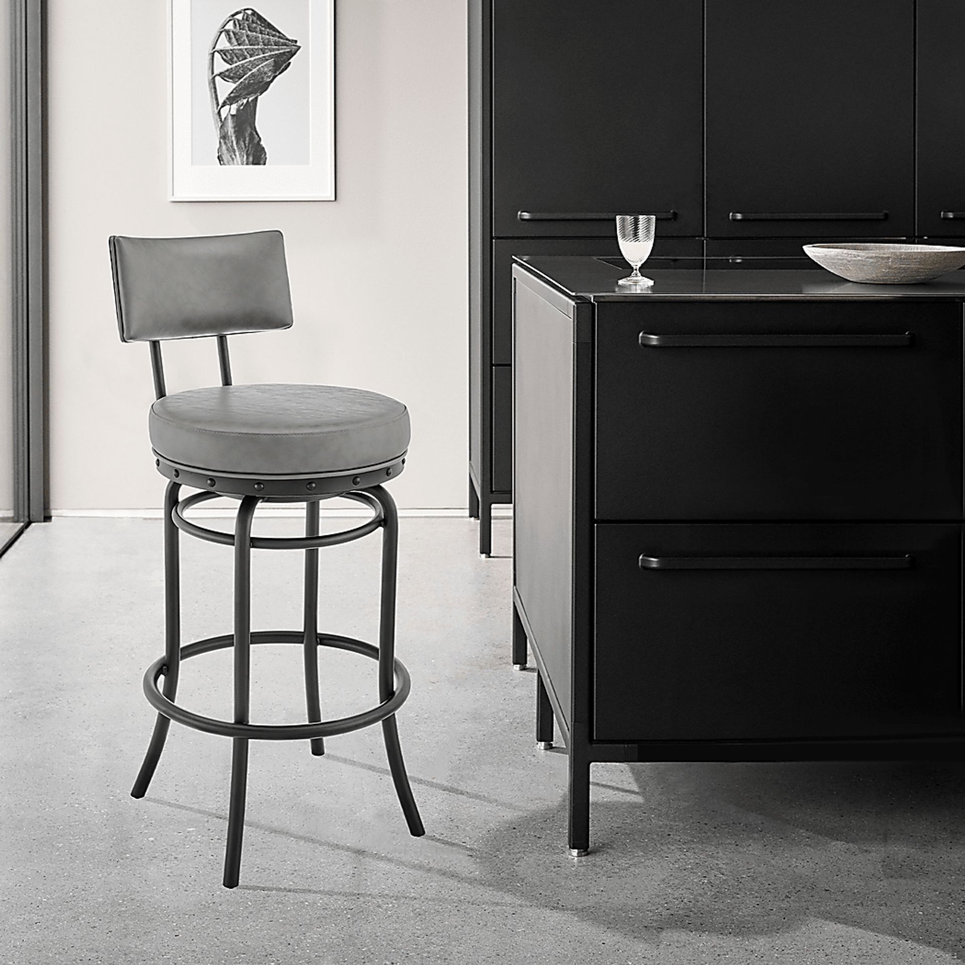 Gallaher Gray Swivel Counter Stool - Image 2