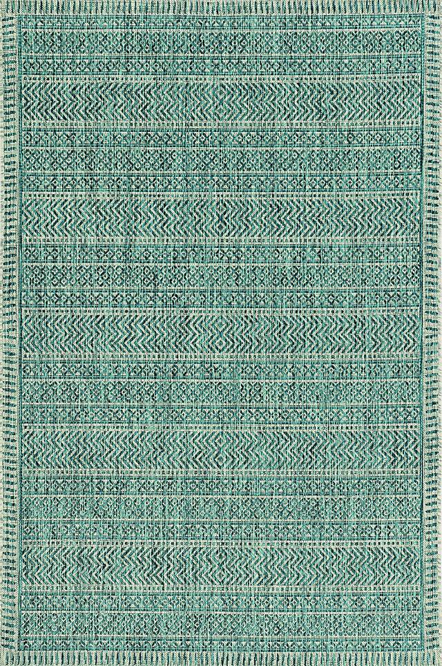 Gallanlis Teal 5'3 x 7'7 Indoor/Outdoor Rug - Thumbnail - Image 1