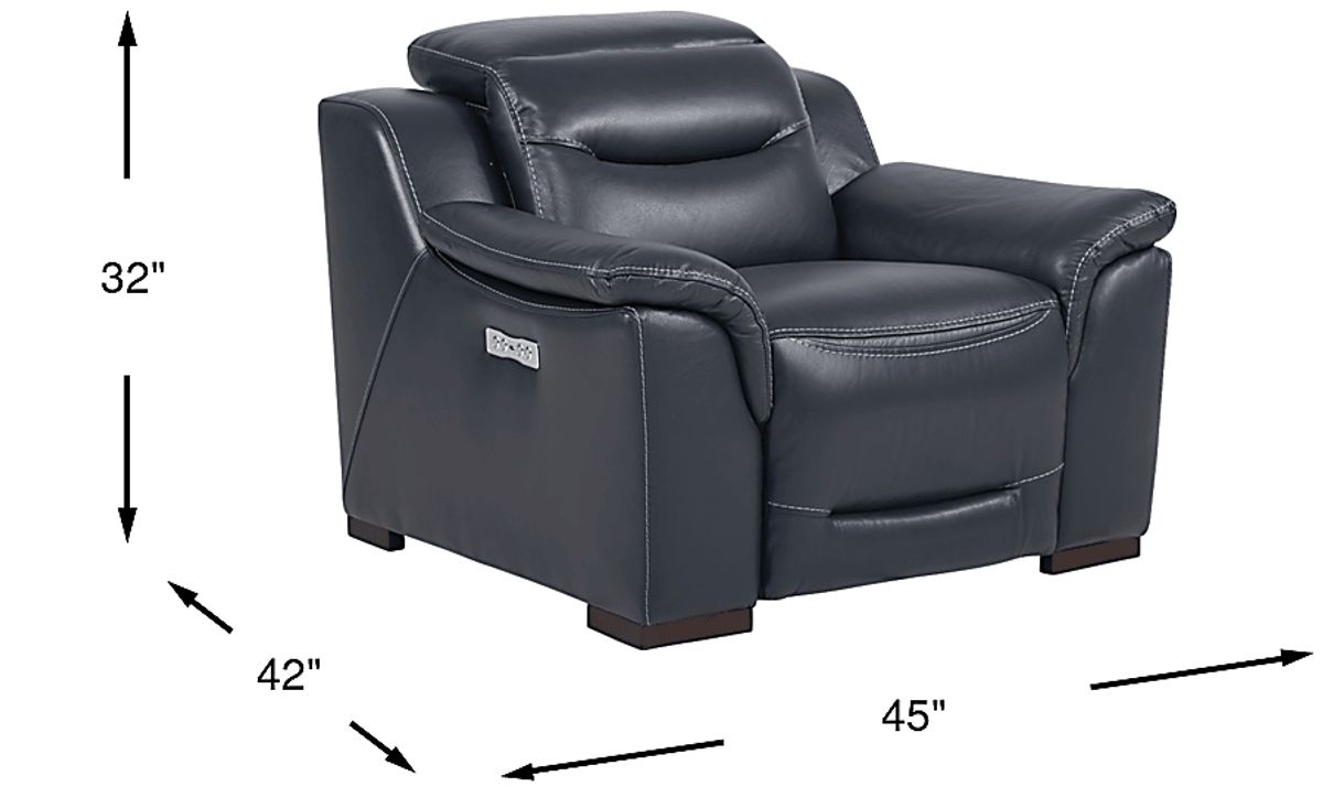 Sofia Vergara Gallia Way Navy Blue Leather Dual Power Recliner
