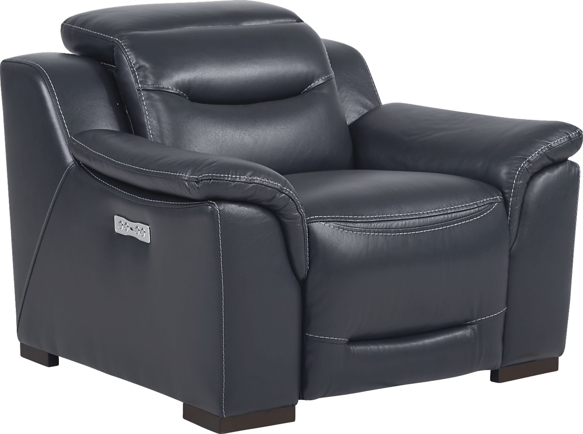 Sofia Vergara Gallia Way Navy Blue Leather Dual Power Recliner