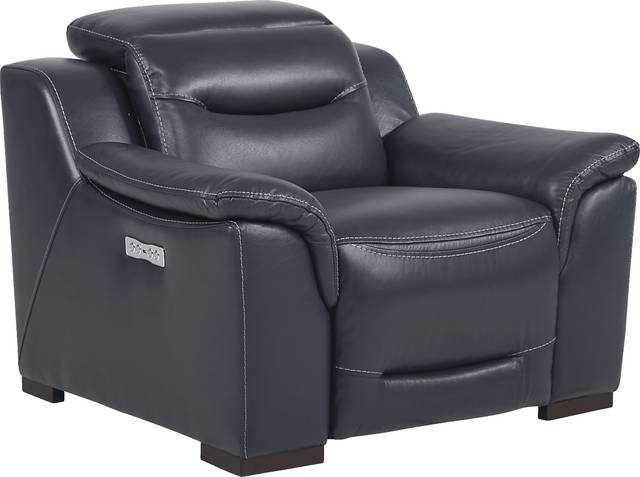 Gallia Way Navy Leather Dual Power Recliner - Thumbnail - Image 1