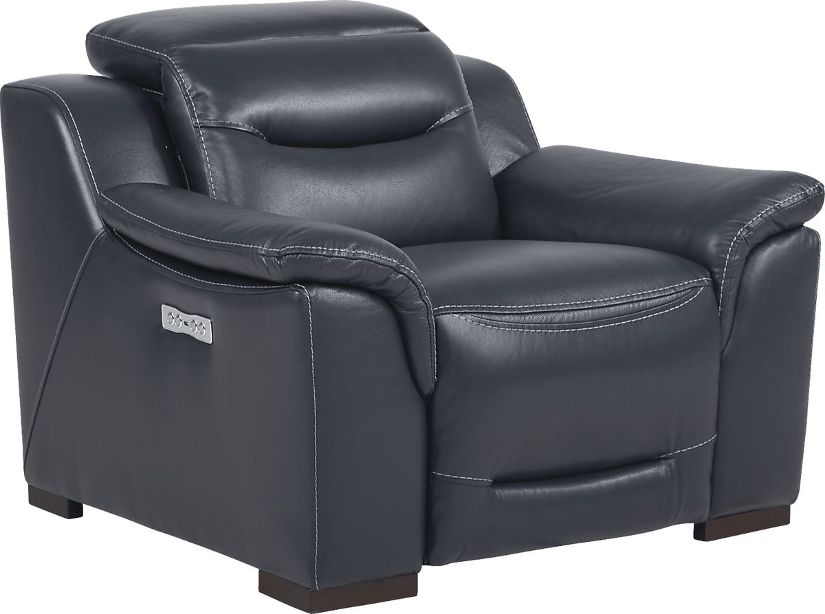 Sofia Vergara Gallia Way 7 Pc Navy Blue Leather Dual Power Reclining