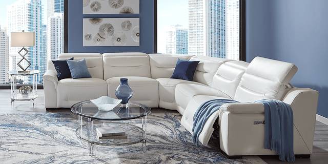 Gallia Way White Leather 8 Pc Power Reclining Sectional Living Room - Thumbnail - Image 2