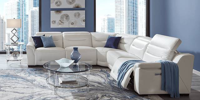 Gallia Way White Leather 8 Pc Dual Power Reclining Sectional Living Room - Thumbnail - Image 2
