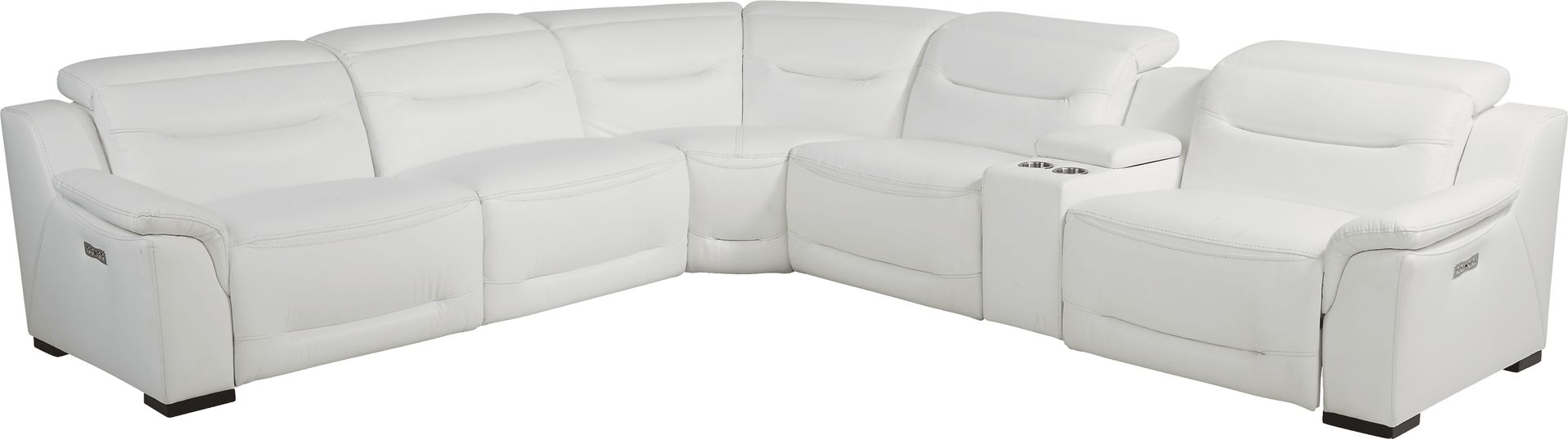 Gallia Way White Leather 7 Pc Dual Power Sectional Living Room - Image 3