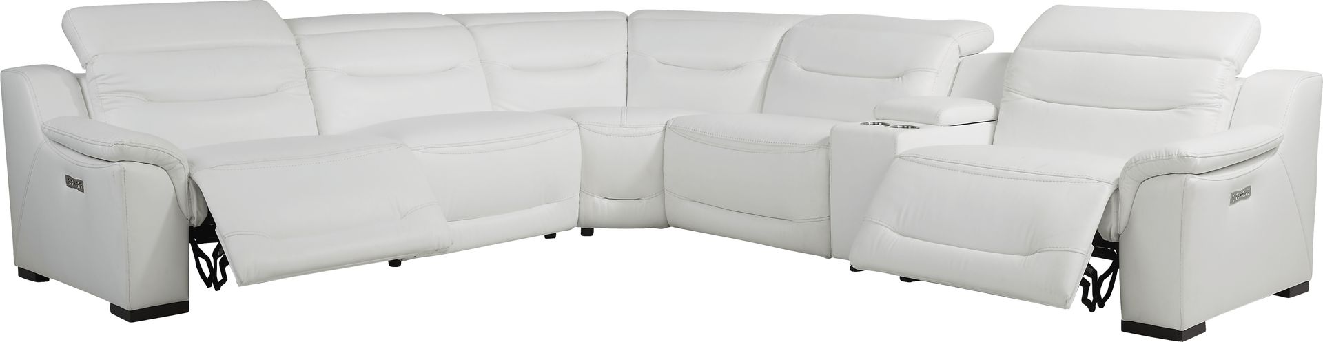 Gallia Way White Leather 7 Pc Dual Power Sectional Living Room - Image 2