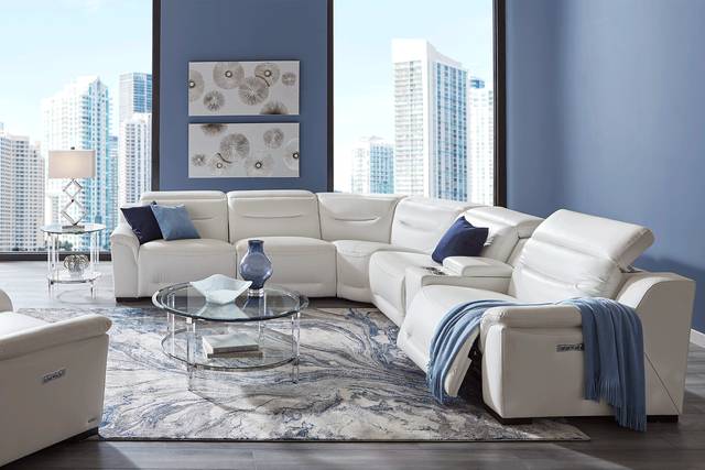 Gallia Way White Leather 9 Pc Dual Power Reclining Sectional Living Room - Thumbnail - Image 1