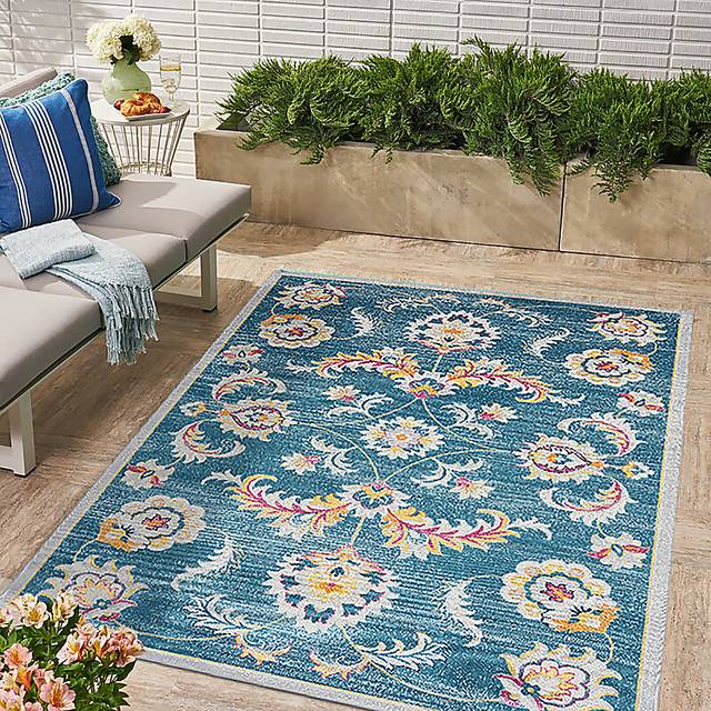 Galmu Blue 5'3 x 7'10 Indoor/Outdoor Rug - Thumbnail - Image 8