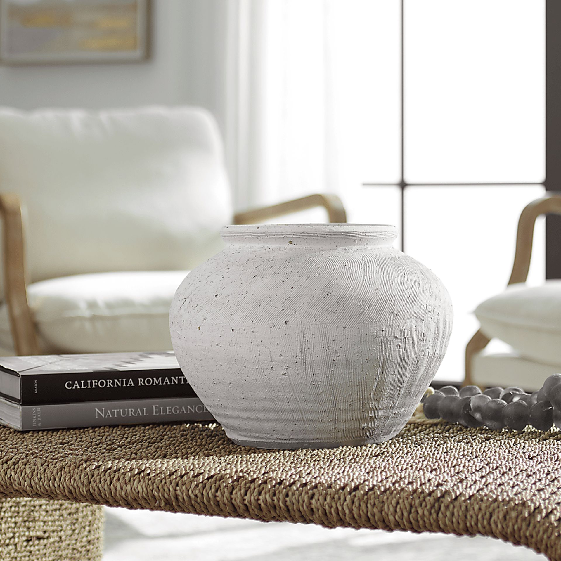Galvan White Round Vase - Image 4