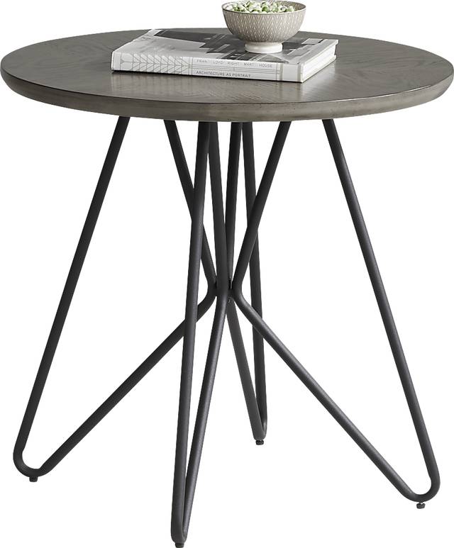 Galvin Gray Round End Table - Thumbnail - Image 2