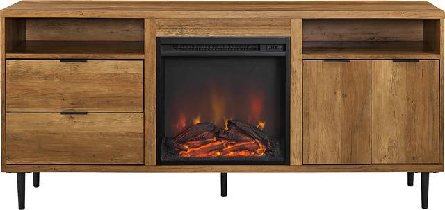 Gamesford Brown 60 in. Console, With Electric Fireplace - Thumbnail - Image 2