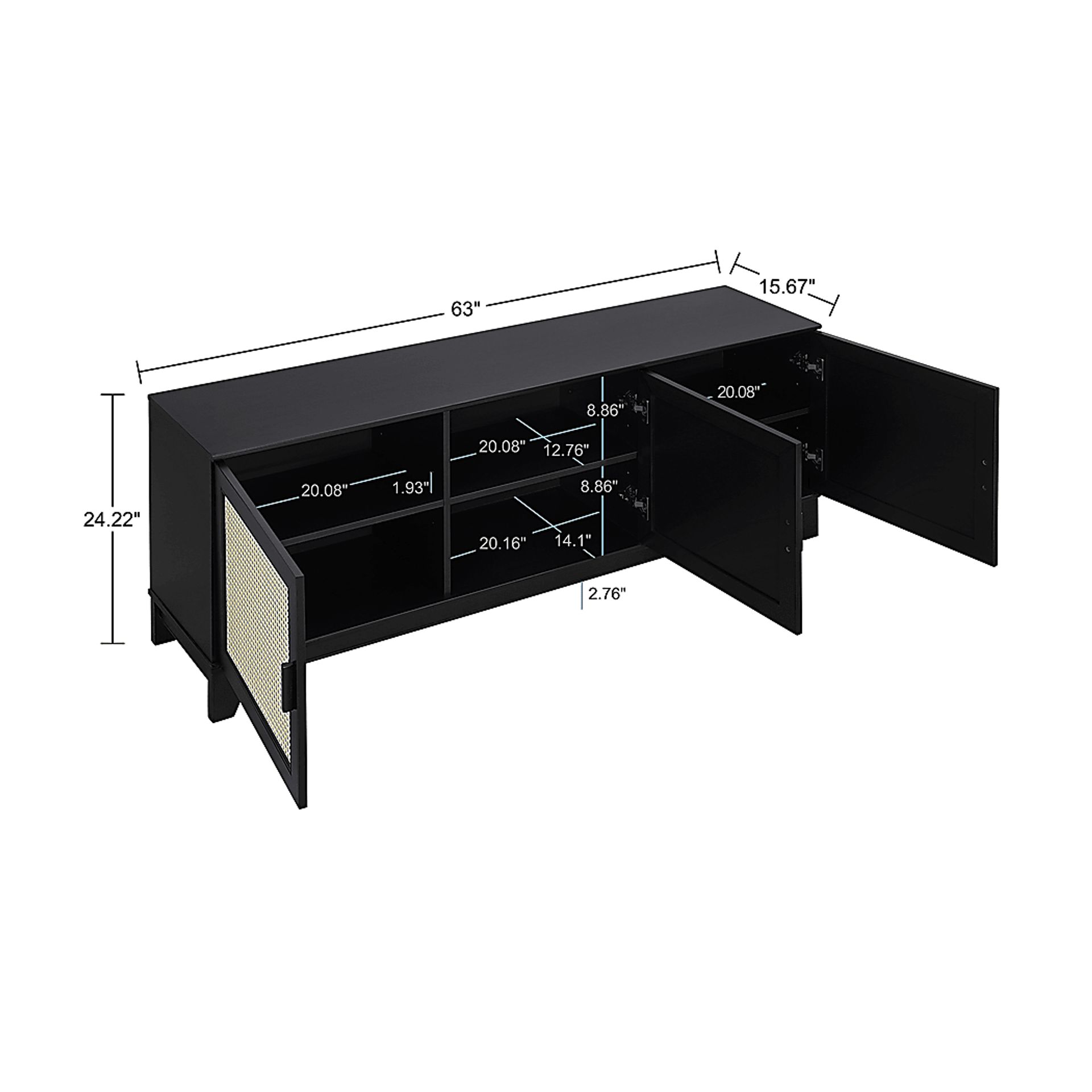 Gansons Black 63 in. Console - Image 10