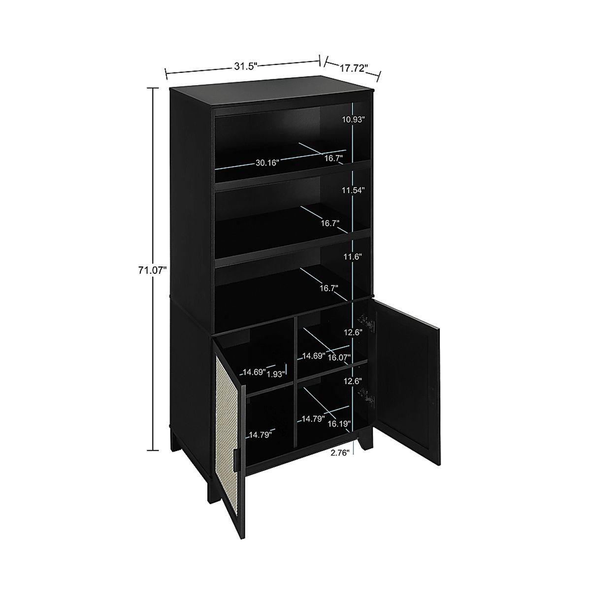 Gansons Black Bookcase | Rooms to Go