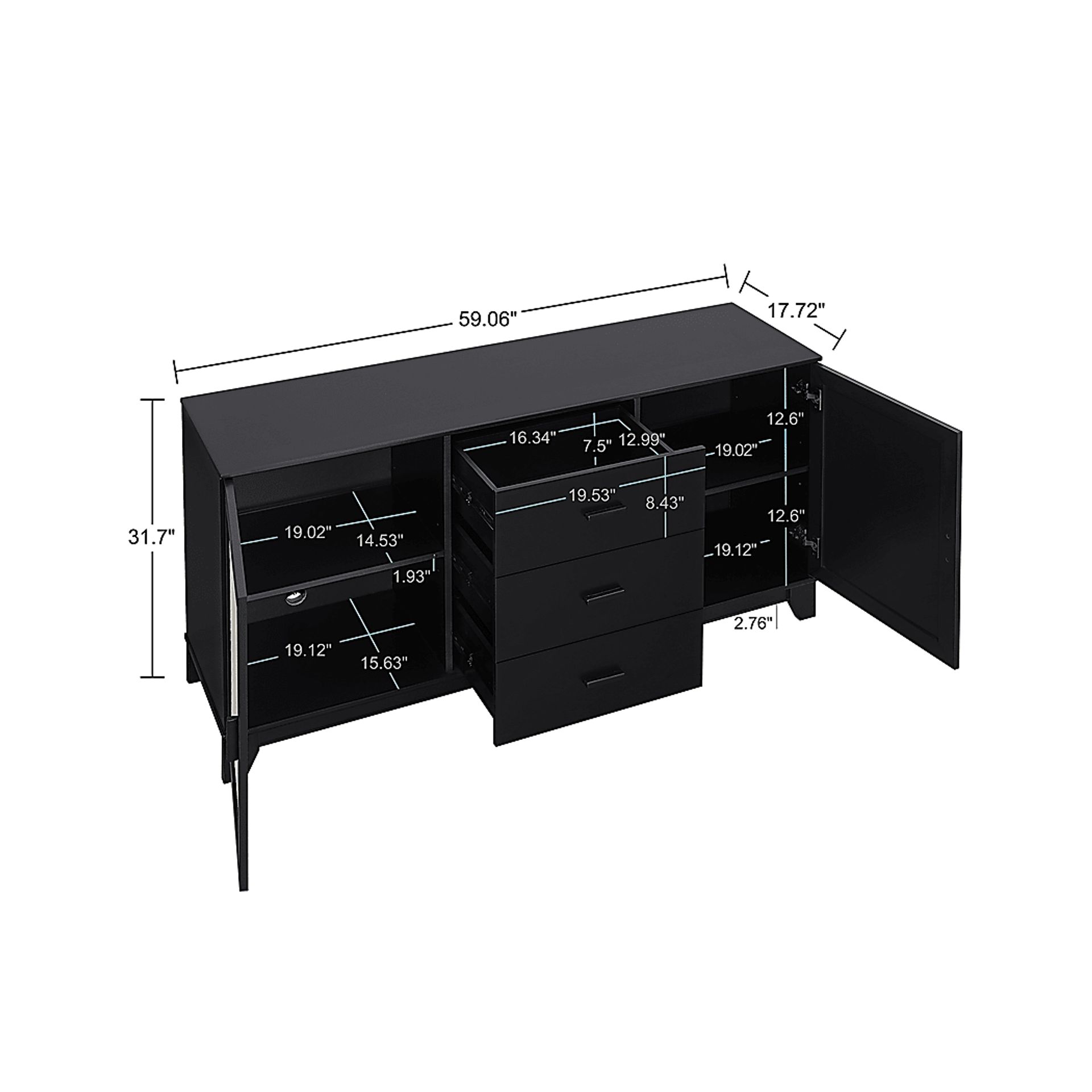 Gansons Black Sideboard - Image 10
