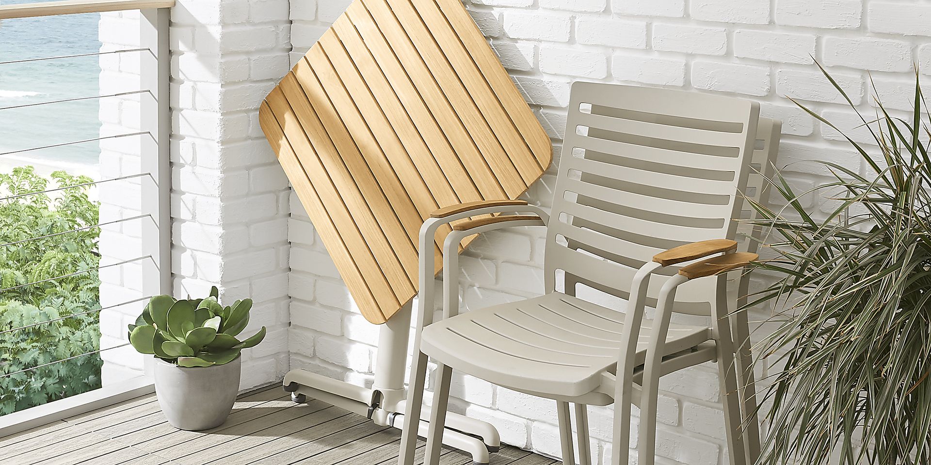 Garden View Sand 3 Pc Outdoor Dining Set with Flip Table - Image 3