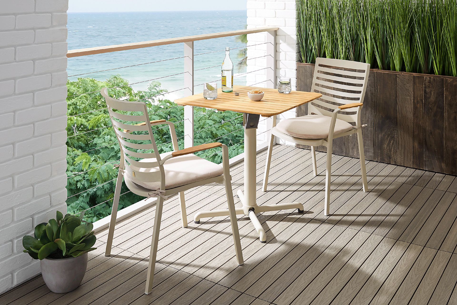 Garden View Sand 3 Pc Outdoor Dining Set with Flip Table - Image 1
