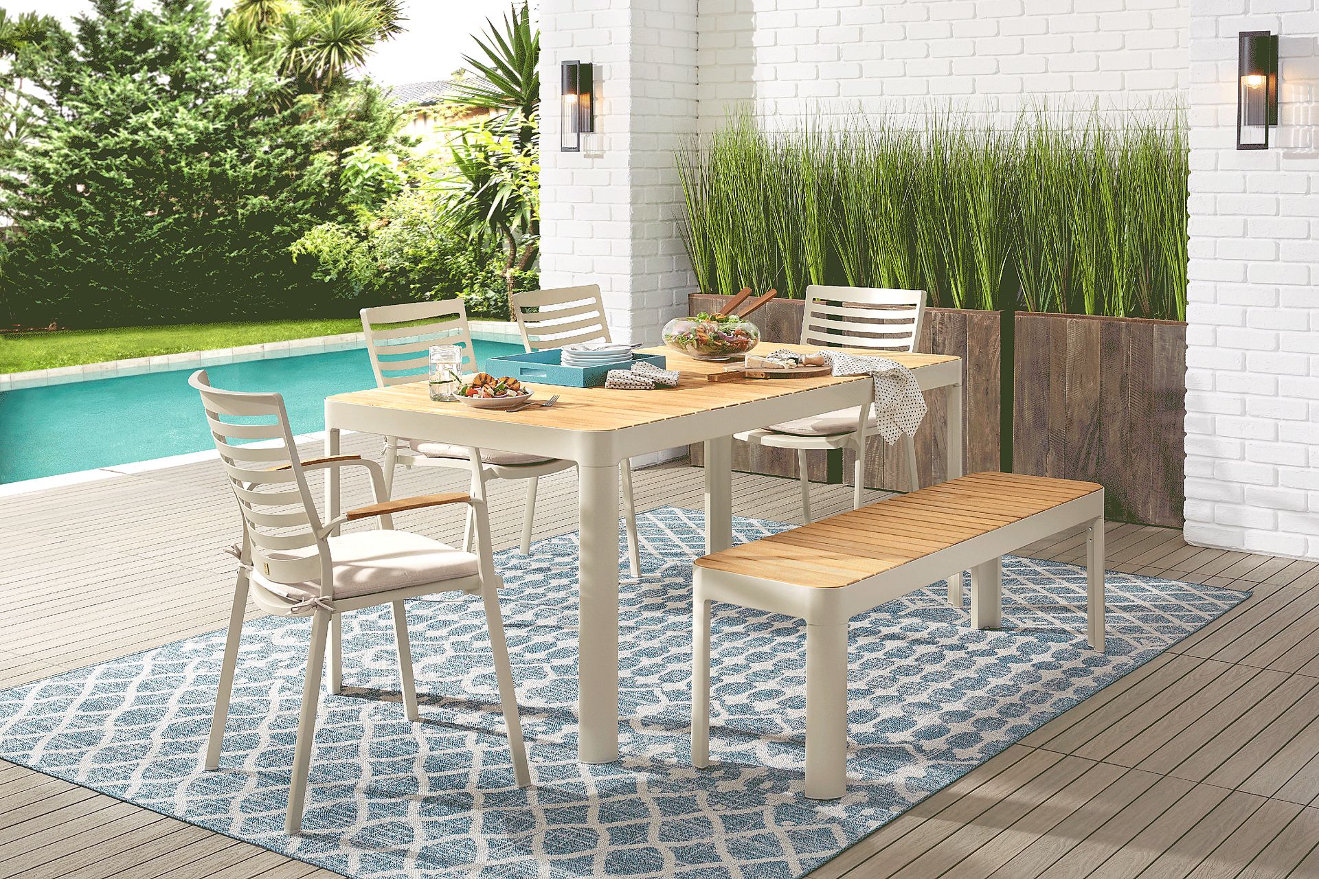 Garden View Sand Outdoor Bench - Image 2