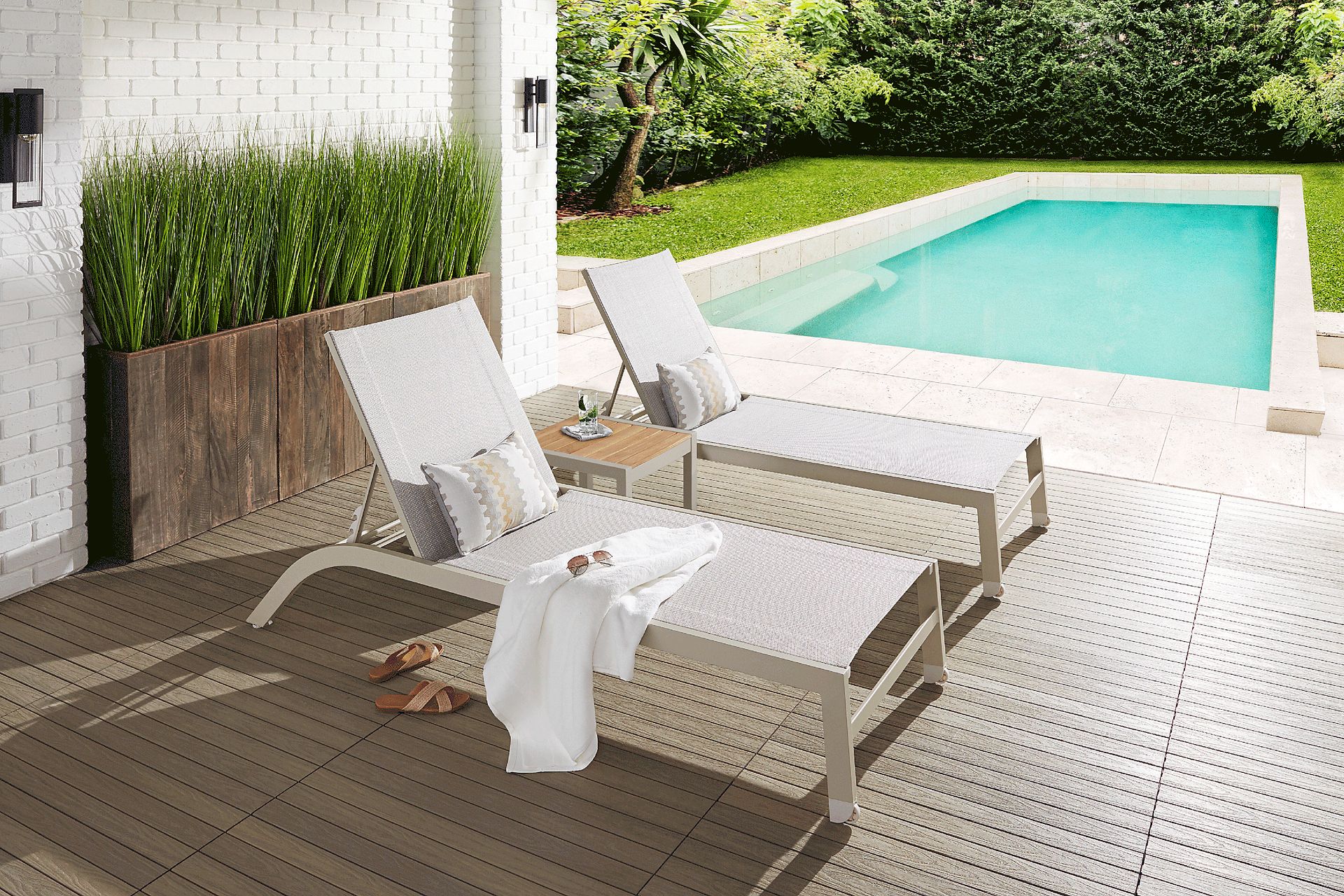 Garden View Sand Outdoor Chaise, Set of 2 - Image 2