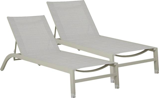 Garden View Sand Outdoor Chaise, Set of 2 - Thumbnail - Image 1