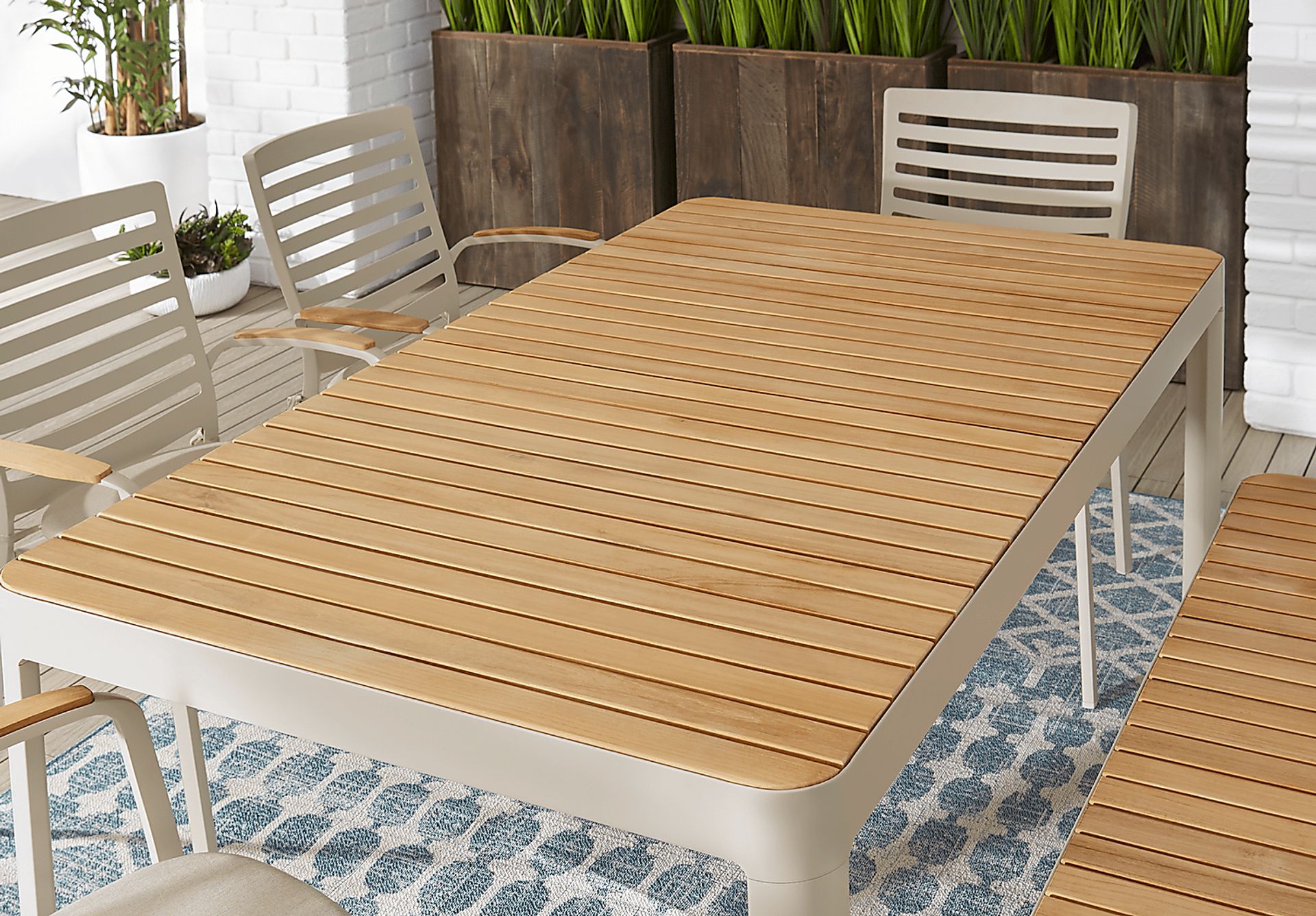 Garden View Sand 7 Pc Rectangle Outdoor Dining Set - Image 3