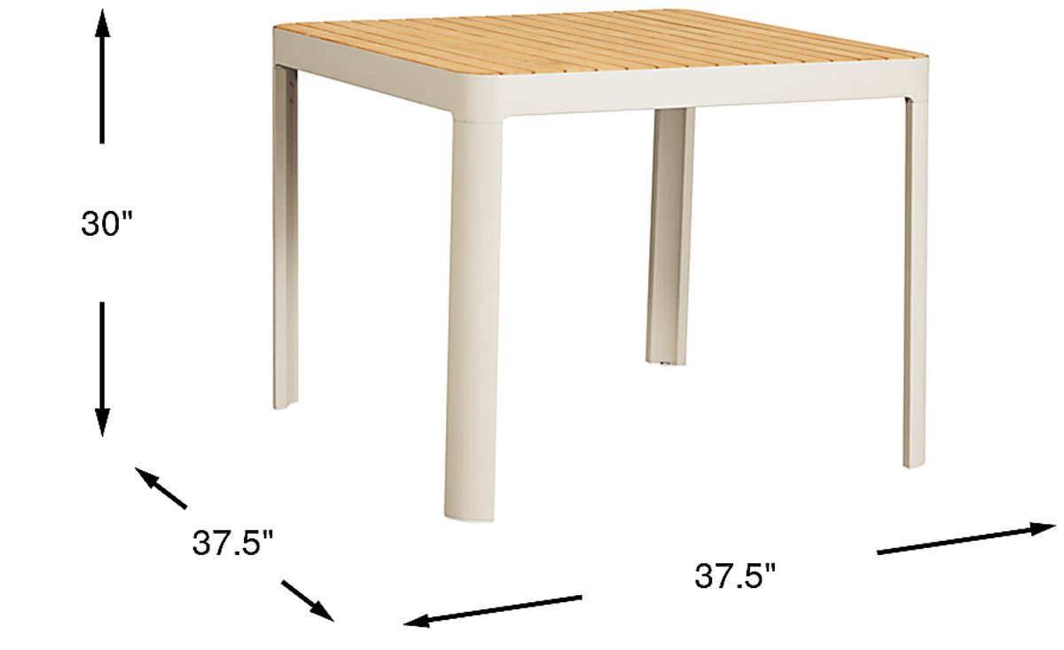 Garden View Sand Light Wood Aluminum Outdoor Square Dining Table