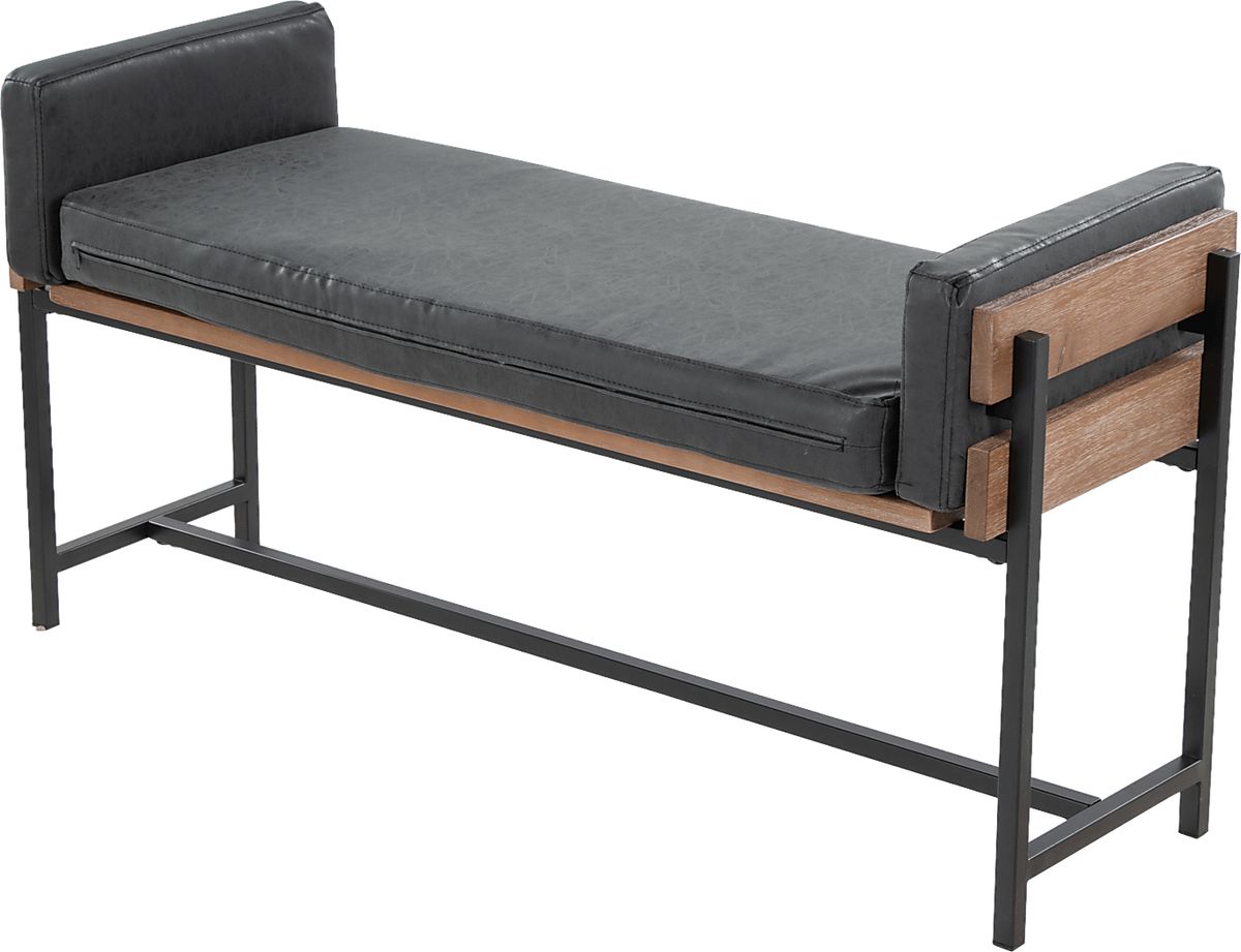 Gardencove I Black Polyurethane Fabric Bench | Rooms to Go