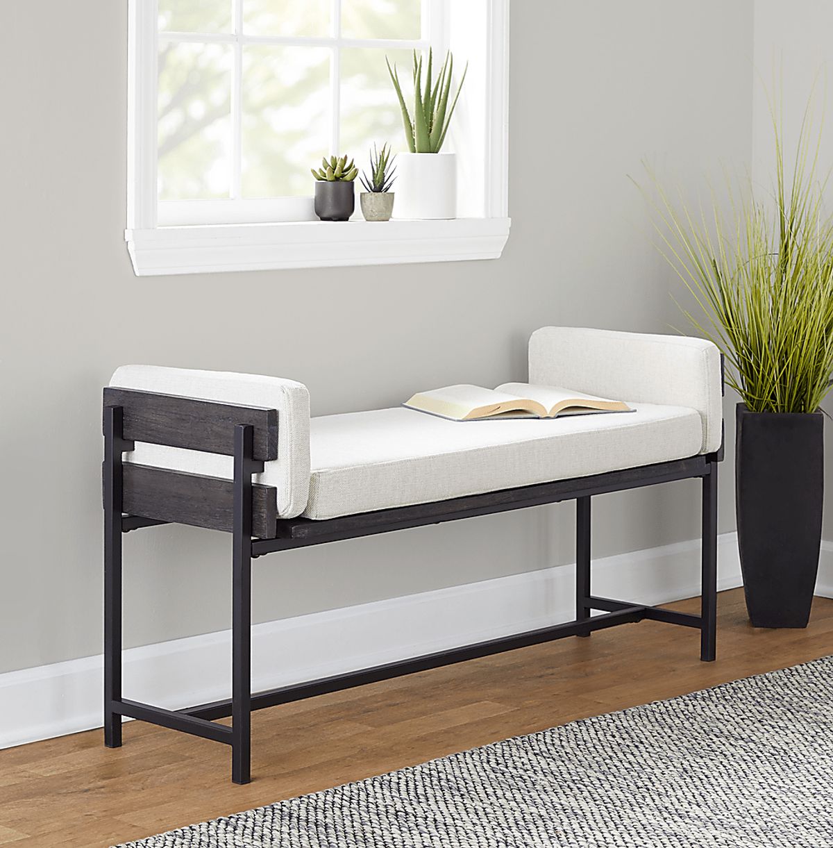 Gardencove II Cream Beige Polyester Fabric Bench | Rooms to Go