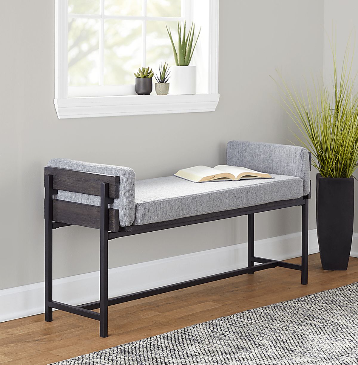 Gardencove II Gray Polyester Fabric Bench | Rooms to Go
