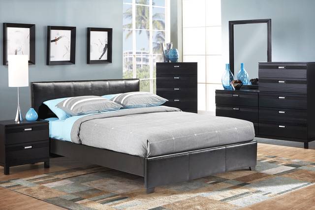 Gardenia Black 5 Pc Queen Upholstered Bedroom - Thumbnail - Image 1