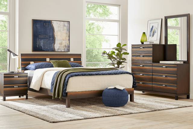 Gardenia Brown 6 Pc Queen Panel Bedroom - Thumbnail - Image 1