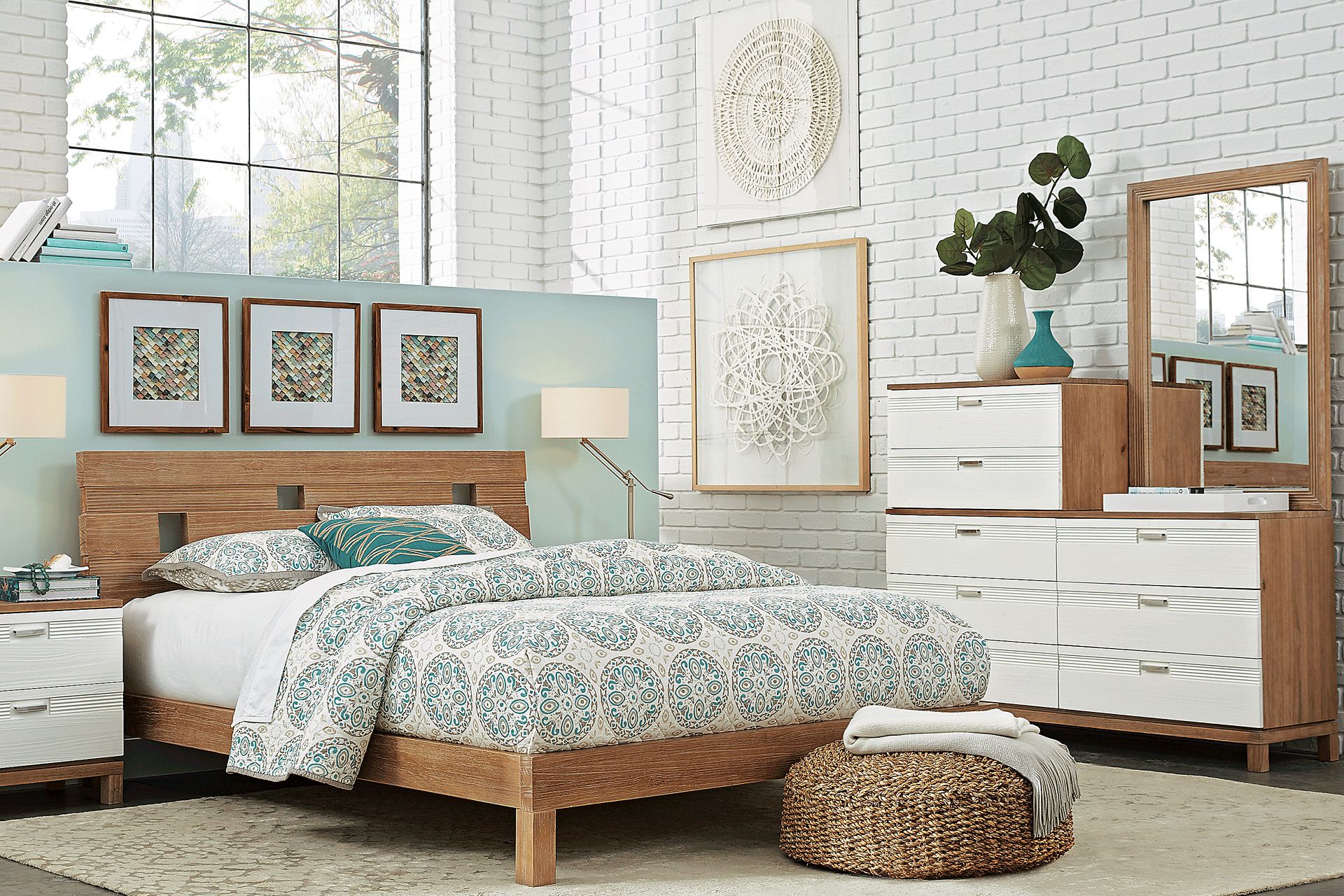 Gardenia Pecan 3 Pc Queen Platform Bed - Image 2