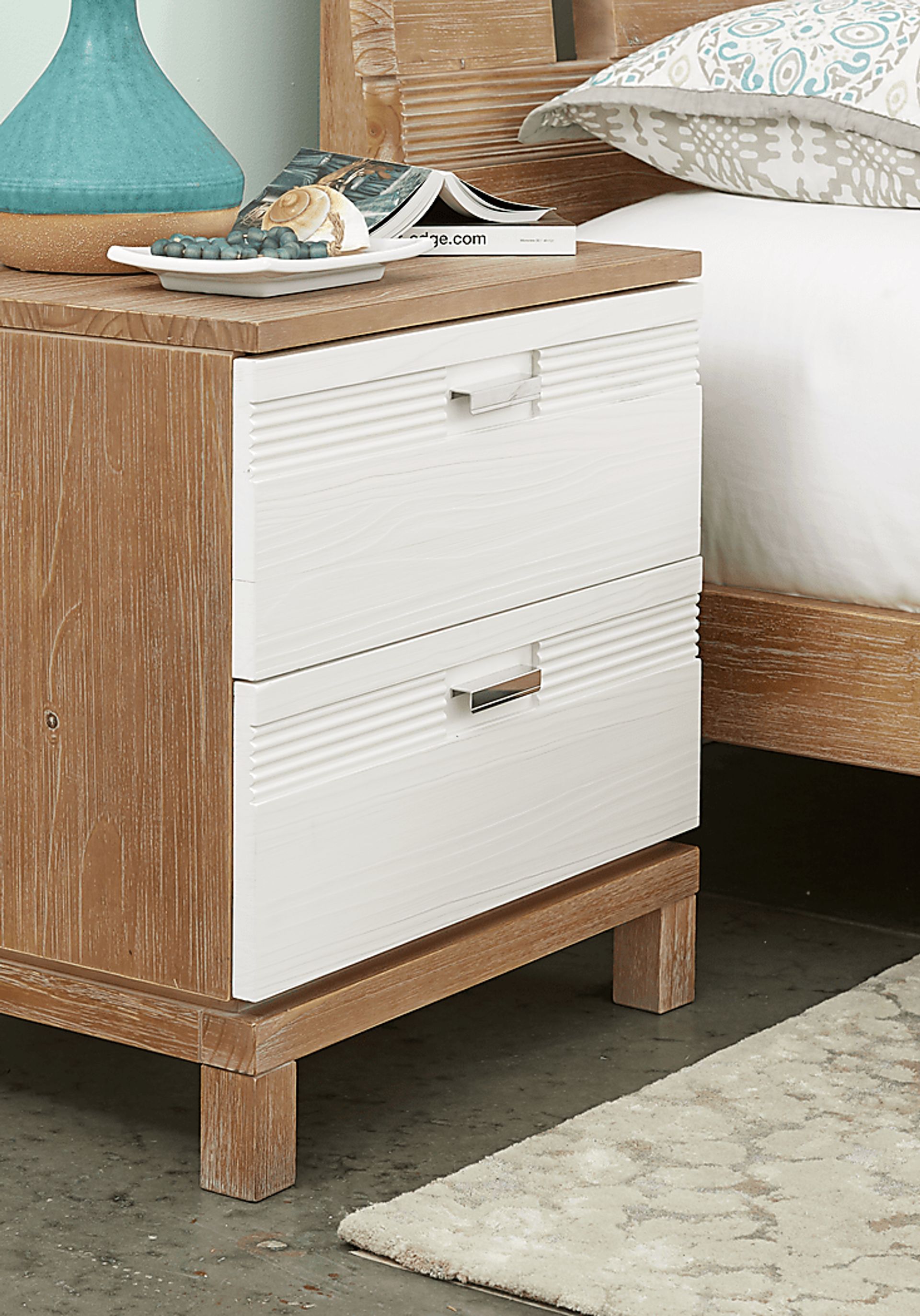 Gardenia Pecan 8 Pc Queen Bedroom with White Upholstered Bed - Image 7