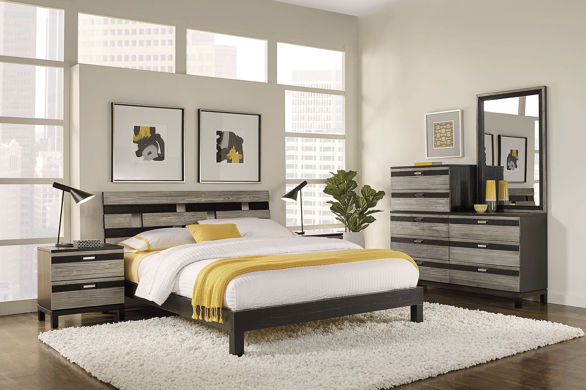Gardenia Silver 7 Pc Queen Platform Bedroom - Image 1