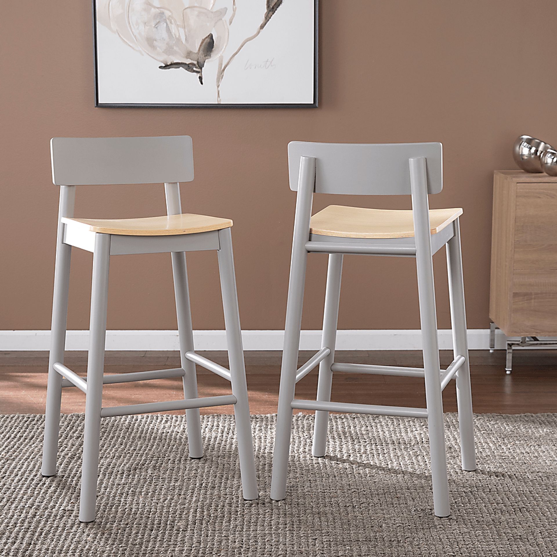 Garig Gray Barstool, Set of 2 - Image 5