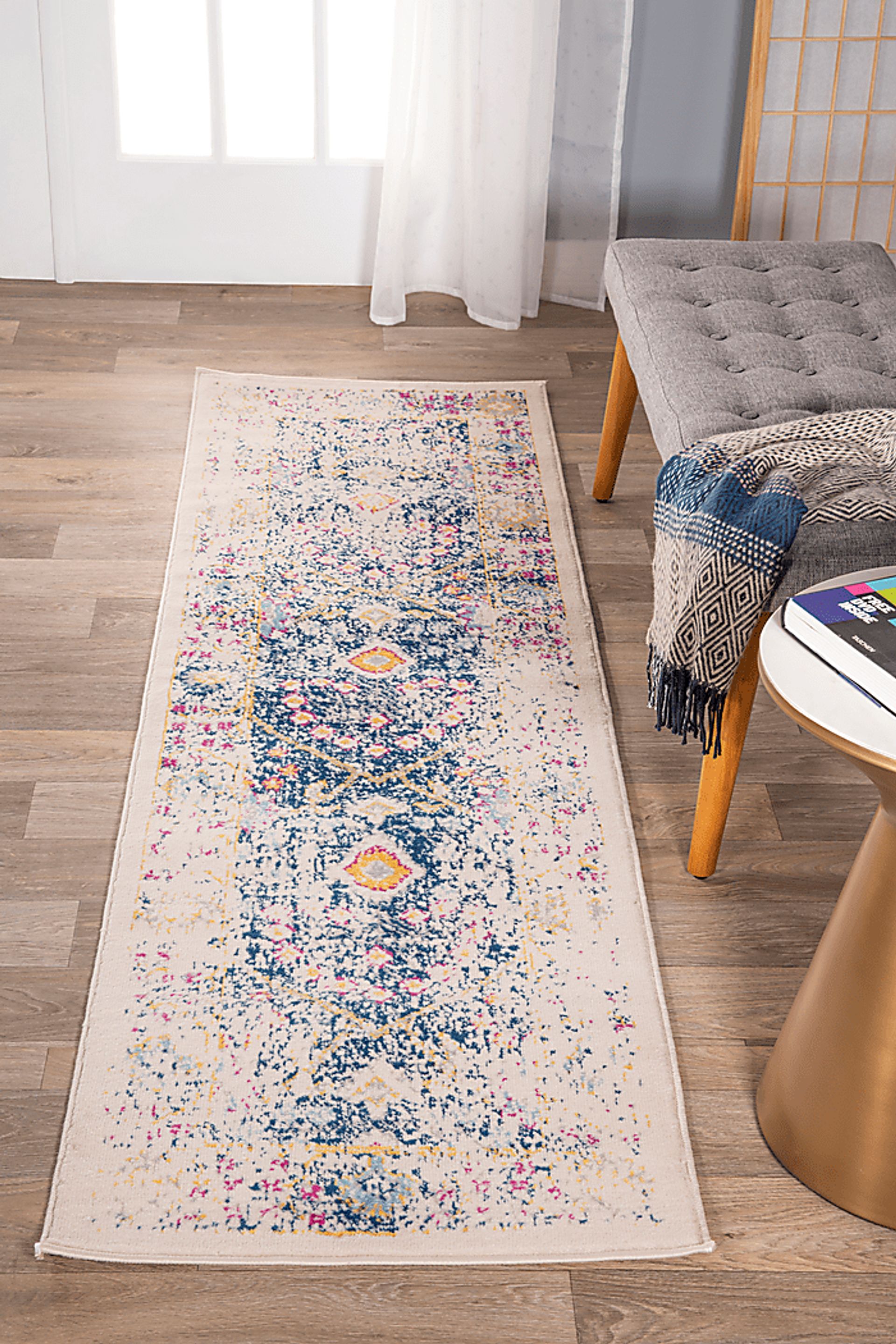 Garlon Blue 2' x 7' Runner Rug - Image 4