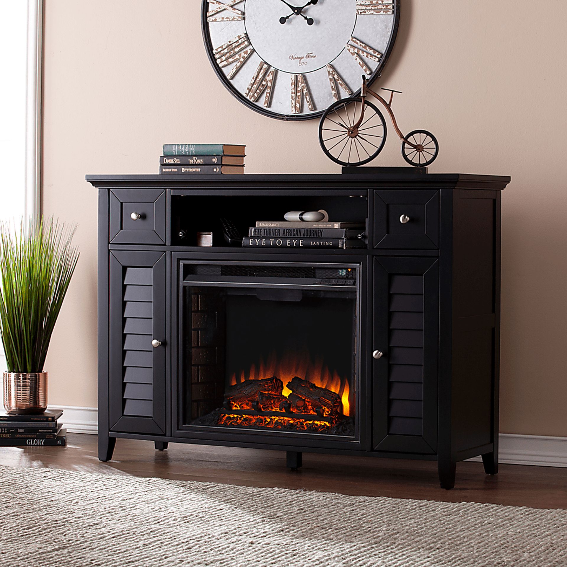 Gavenwood Black 48 in. Console with Electric Fireplace - Image 2