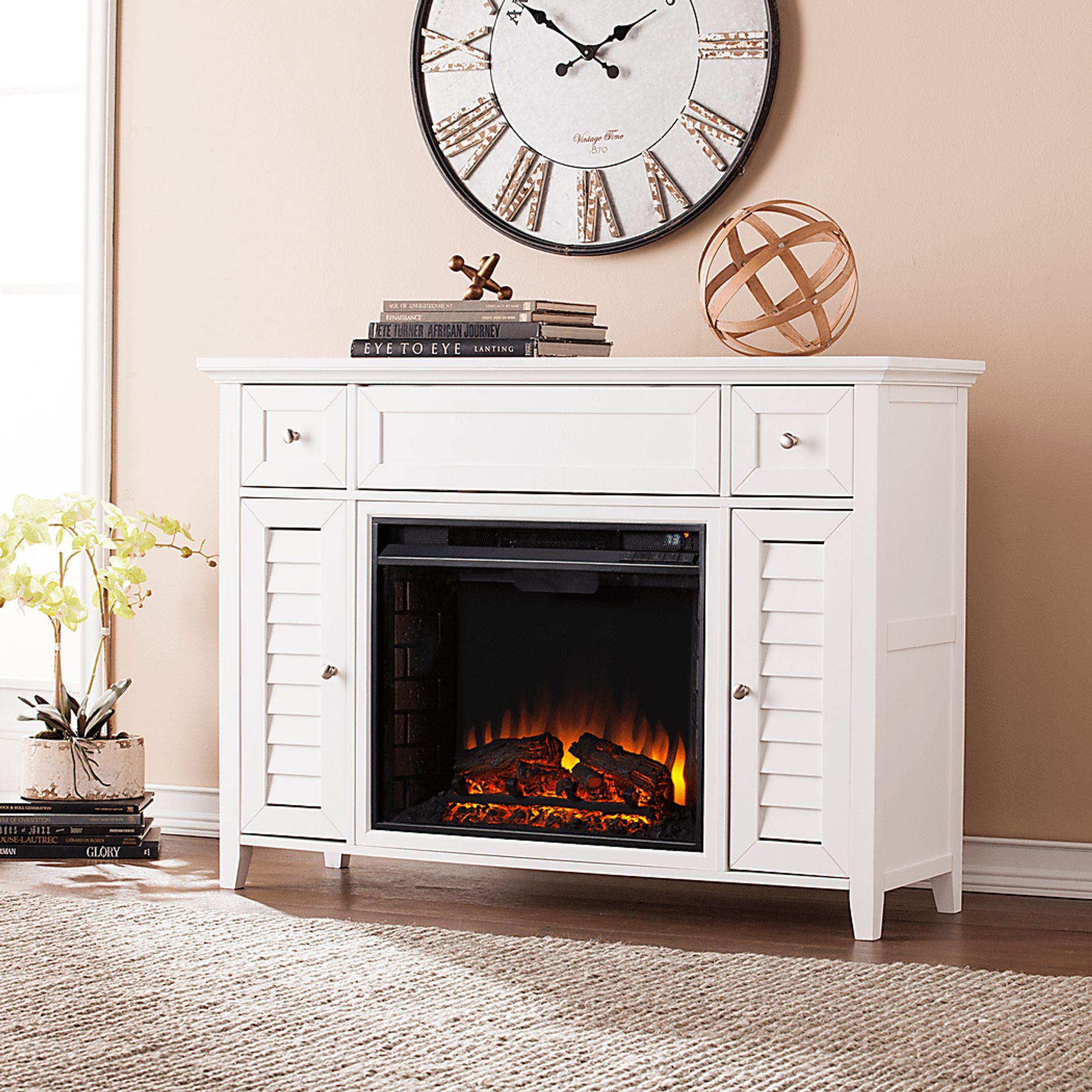 Gavenwood White 48 in. Console with Electric Fireplace - Image 2