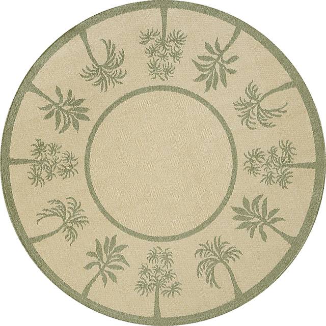 Gazebo Palm Round Indoor Outdoor 8 Ft Round Rug - Thumbnail - Image 1
