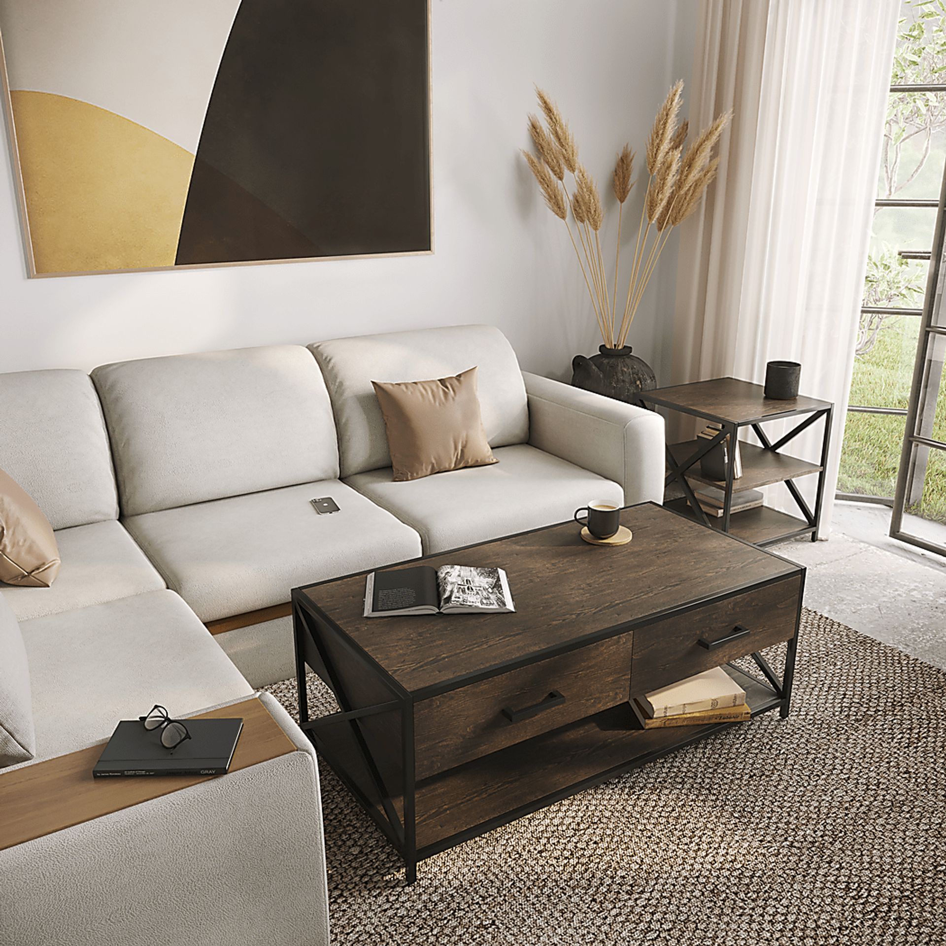 Gebron Dark Brown Cocktail Table - Image 2