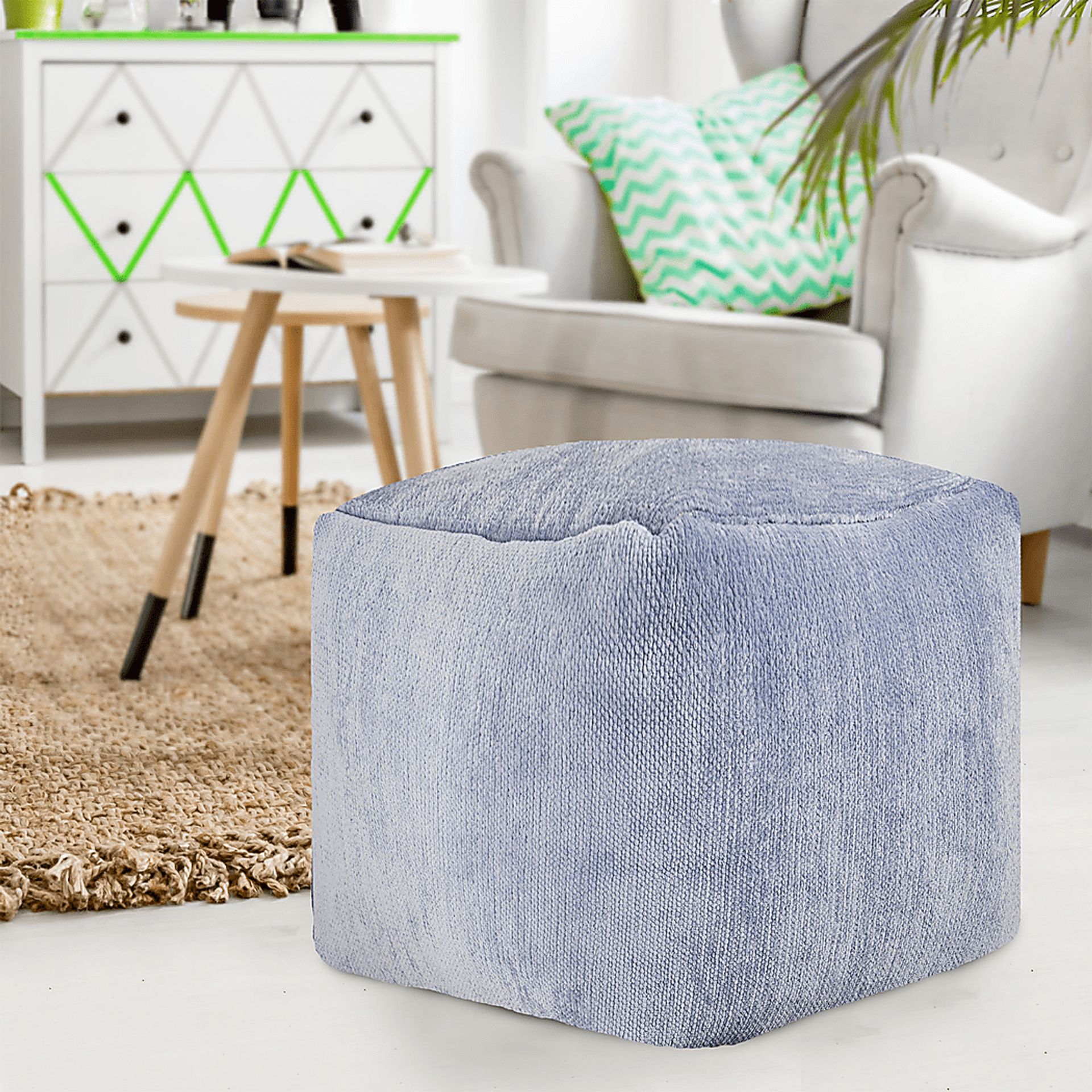 Gekia Light Blue Pouf - Image 2