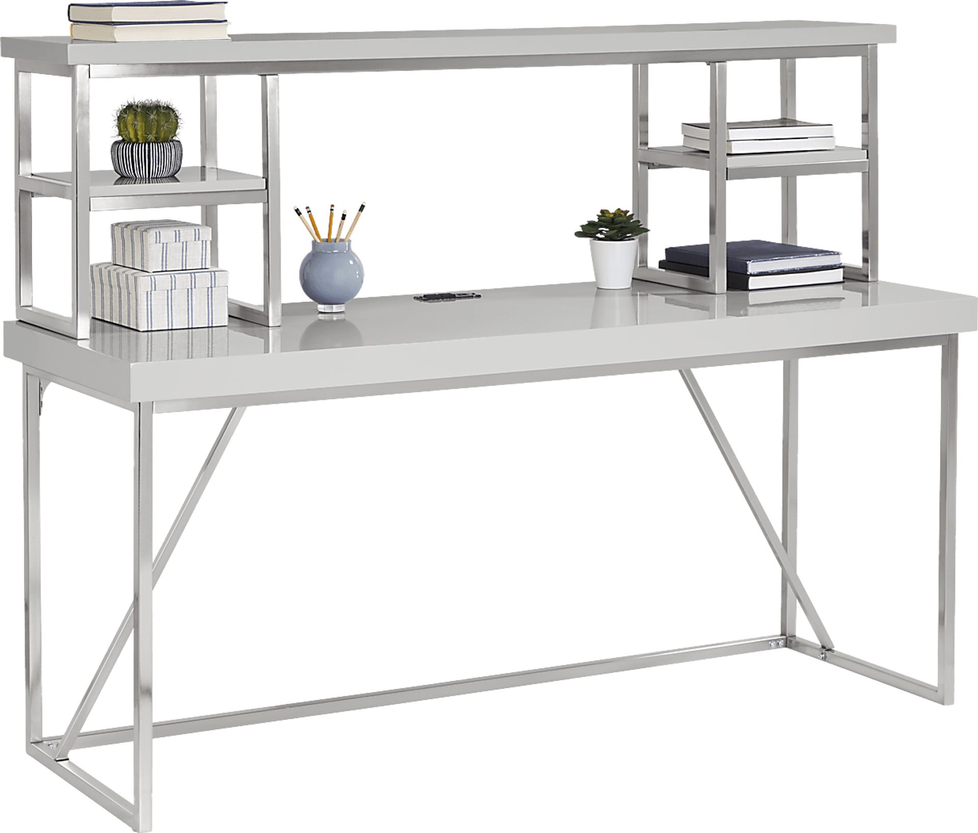 Geller Gray 2 Pc Credenza and Hutch - Image 4