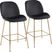 Gemma Faye Black Fabric Counter Height Stool, Set of 2