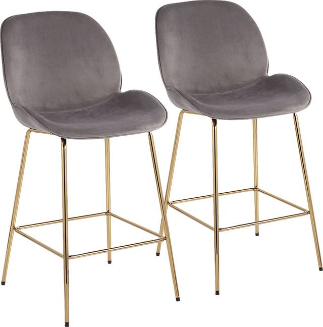 Gemma Faye Gray Counter Height Stool, Set of 2 - Thumbnail - Image 1