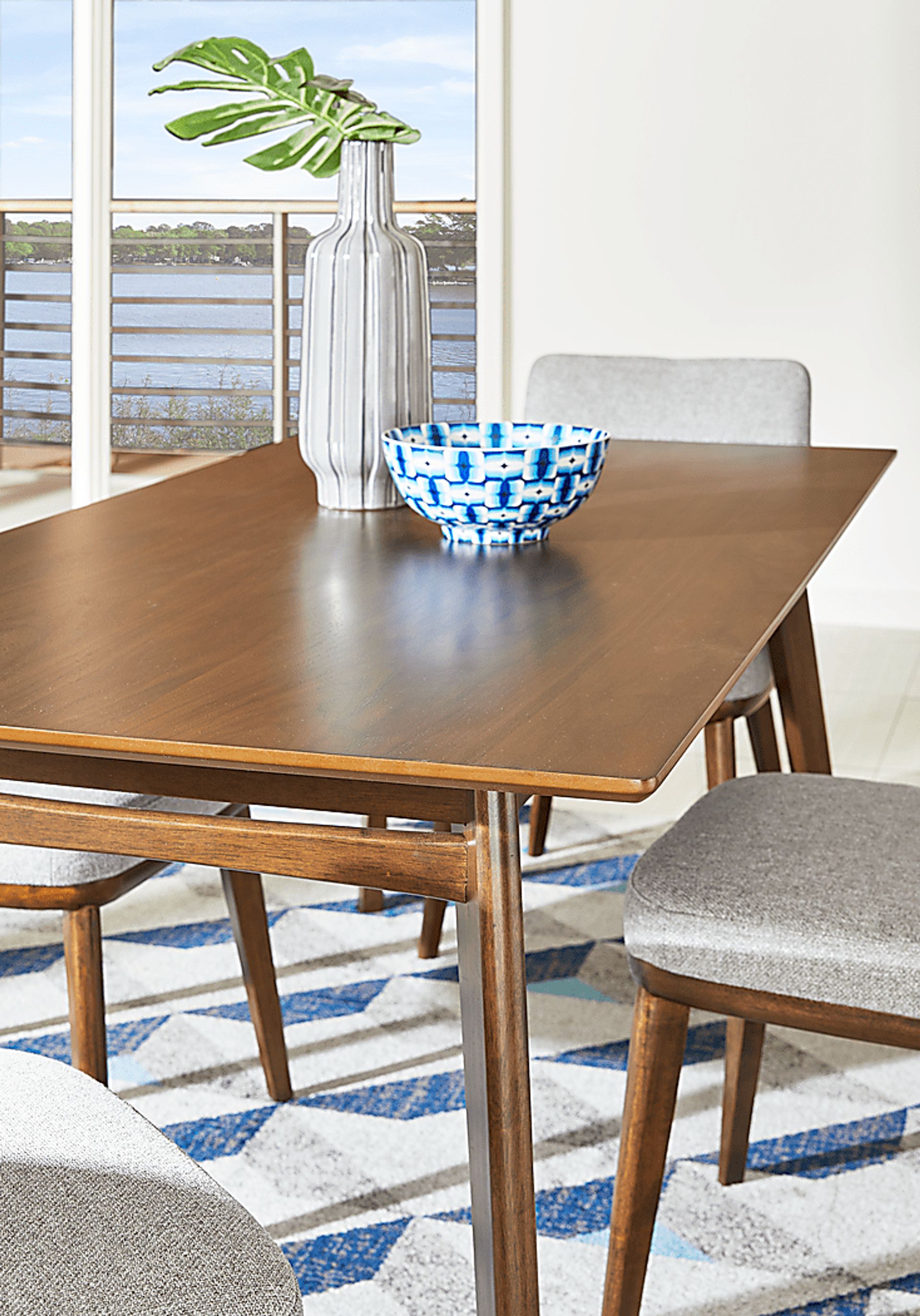 Genaro Brown 5 Pc Dining Room with Gray Chairs - Image 3