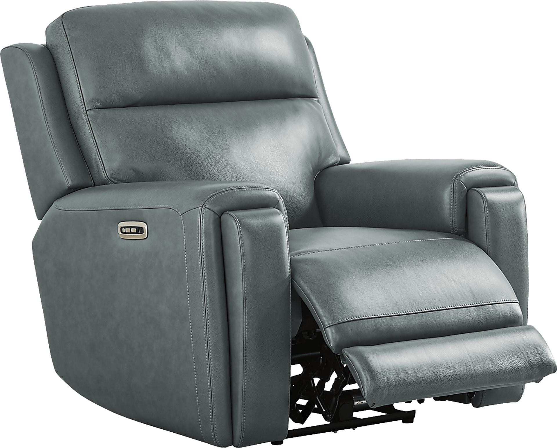 Genesis Blue Leather Dual Power Recliner